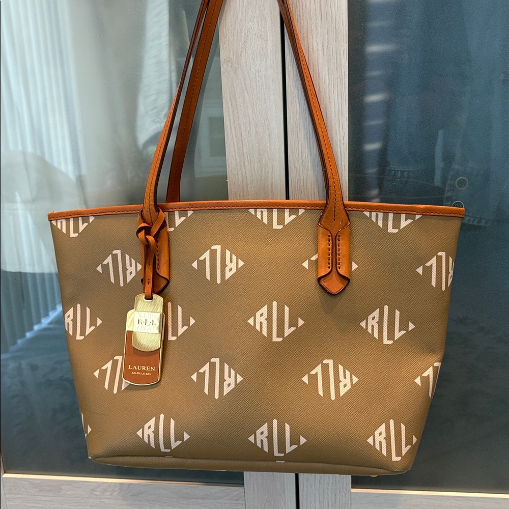 Ralph Lauren Monogram Coated Canvas Shoulder Tote
